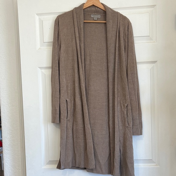 Women's barefoot dreams taupe Open Front cardigan - Picture 1 of 7